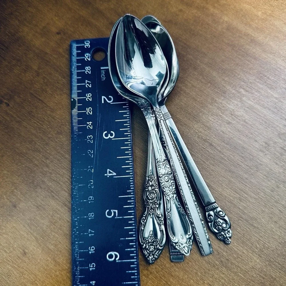 6‎ Mixed Vtg Stainless Flatware Teaspoons Oneida Mismatched Japan USA MCM